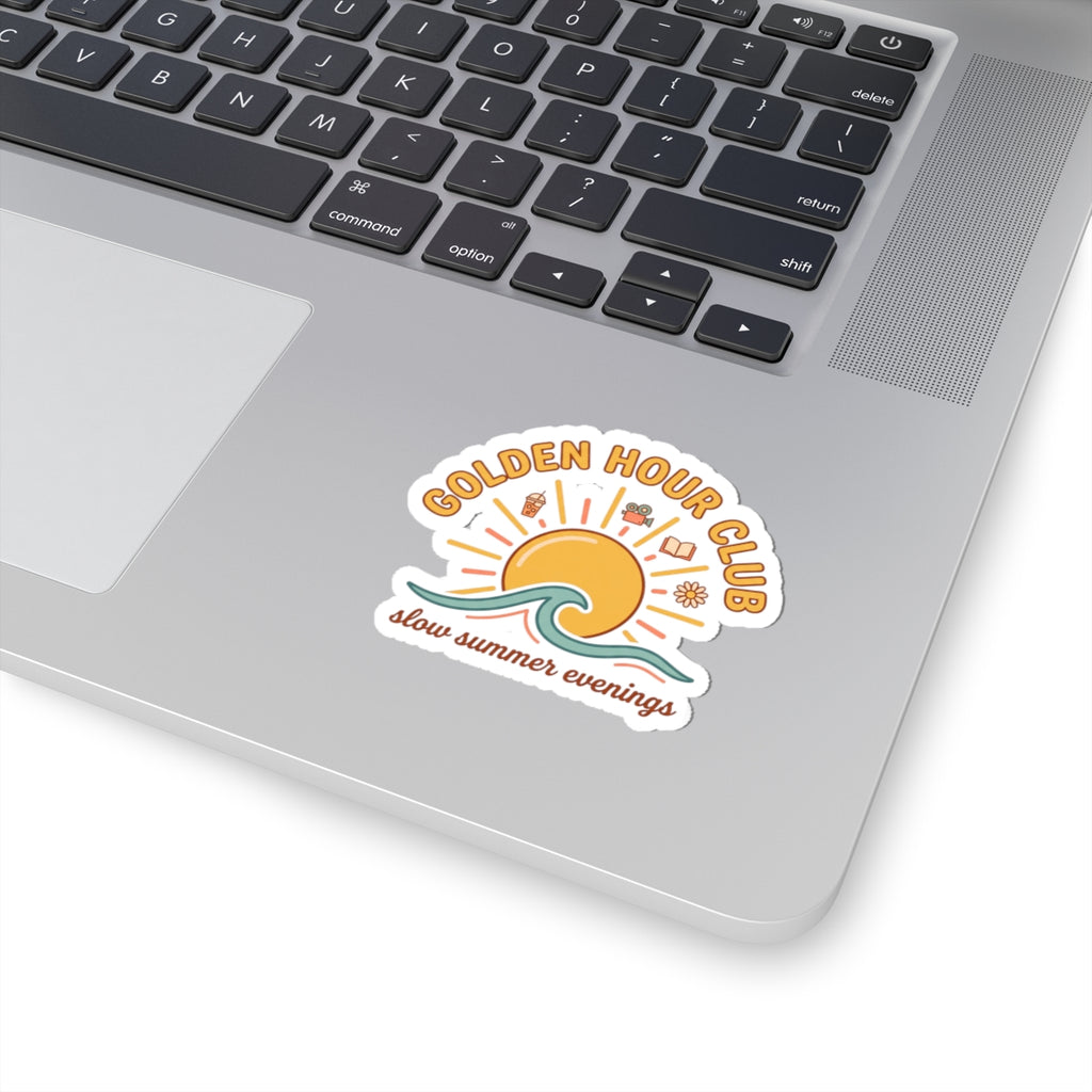Golden Hour Club Kiss-Cut Stickers | summer aesthetic, coastal vibes, pastel retro