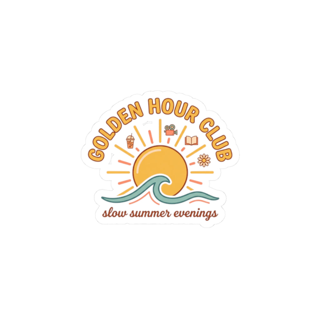 Golden Hour Club Kiss-Cut Stickers | summer aesthetic, coastal vibes, pastel retro