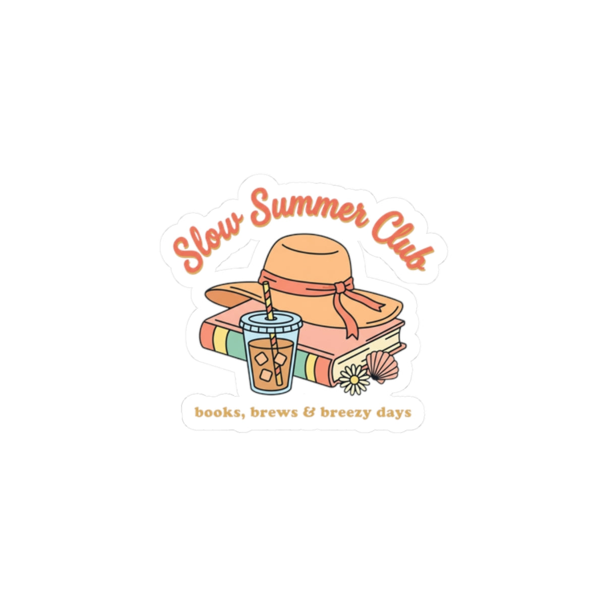 Slow Summer Club Sticker | summer aesthetic, pastel coastal vibes