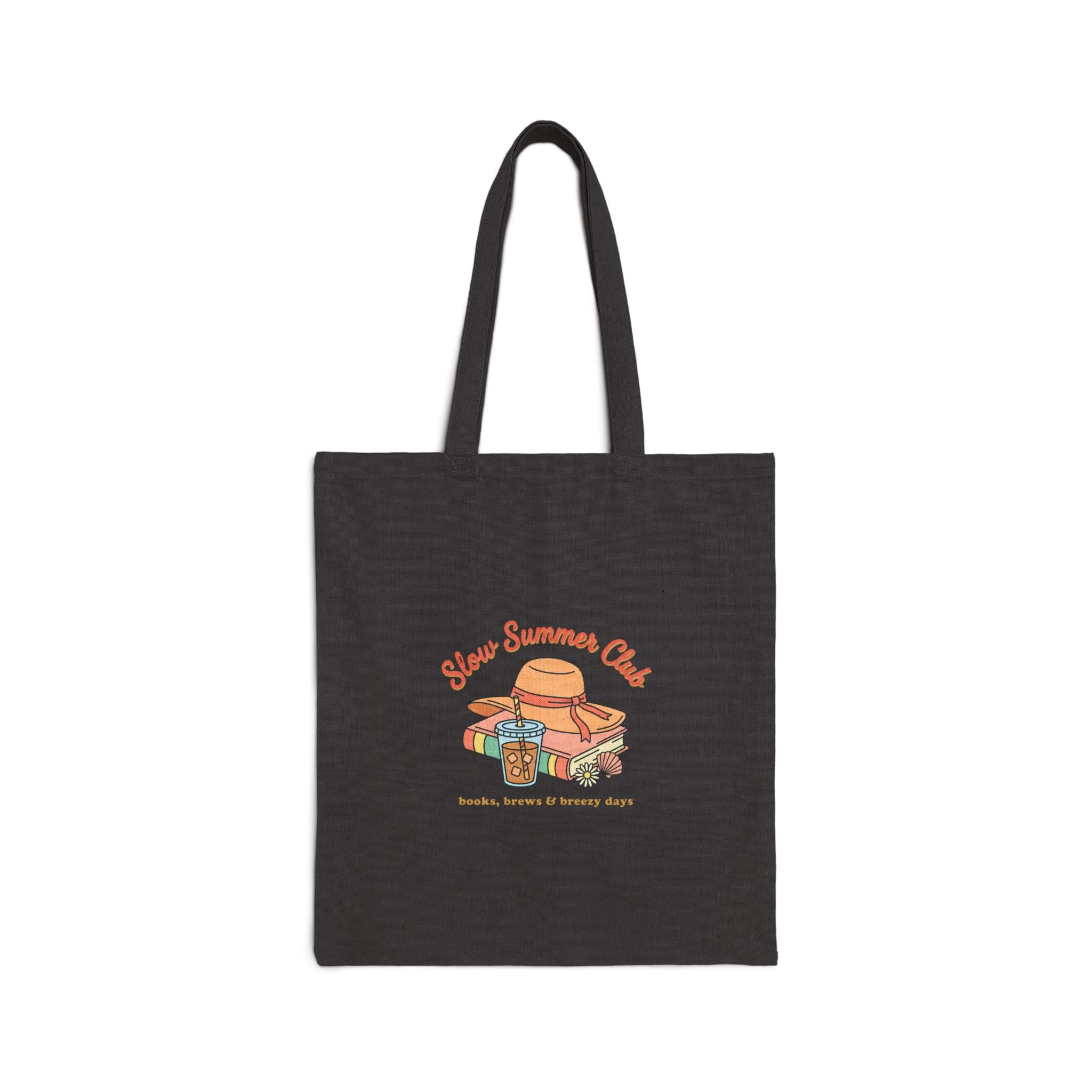 Slow Summer Club Tote, summer aesthetic coastal vibes, retro pastel beach canvas