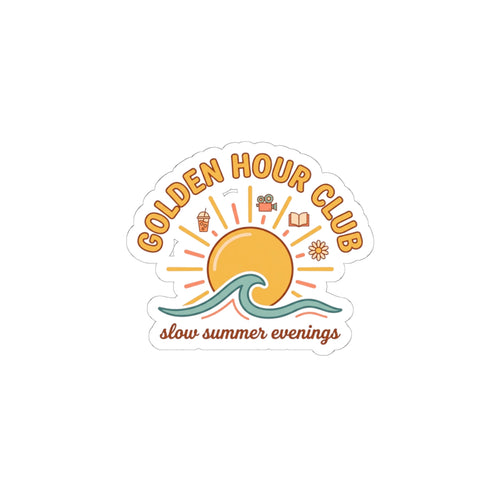 Golden Hour Club Kiss-Cut Stickers | summer aesthetic, coastal vibes, pastel retro
